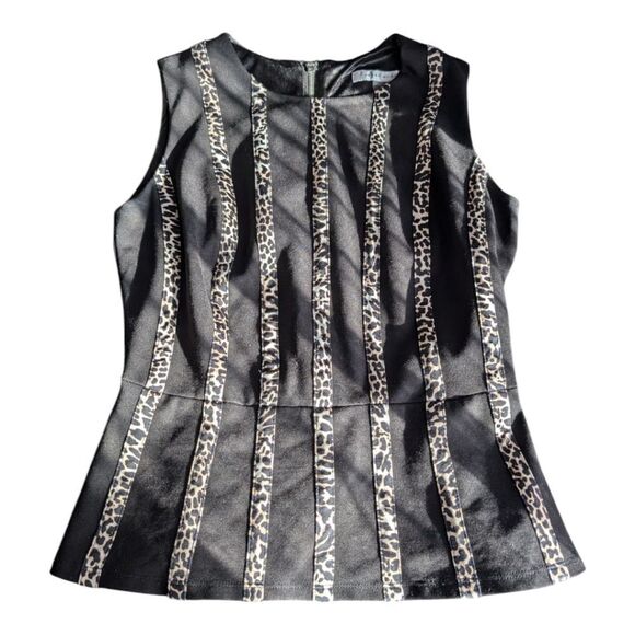 Peter Nygard 🐆 stripe black peplum statement top size s - Picture 8 of 8